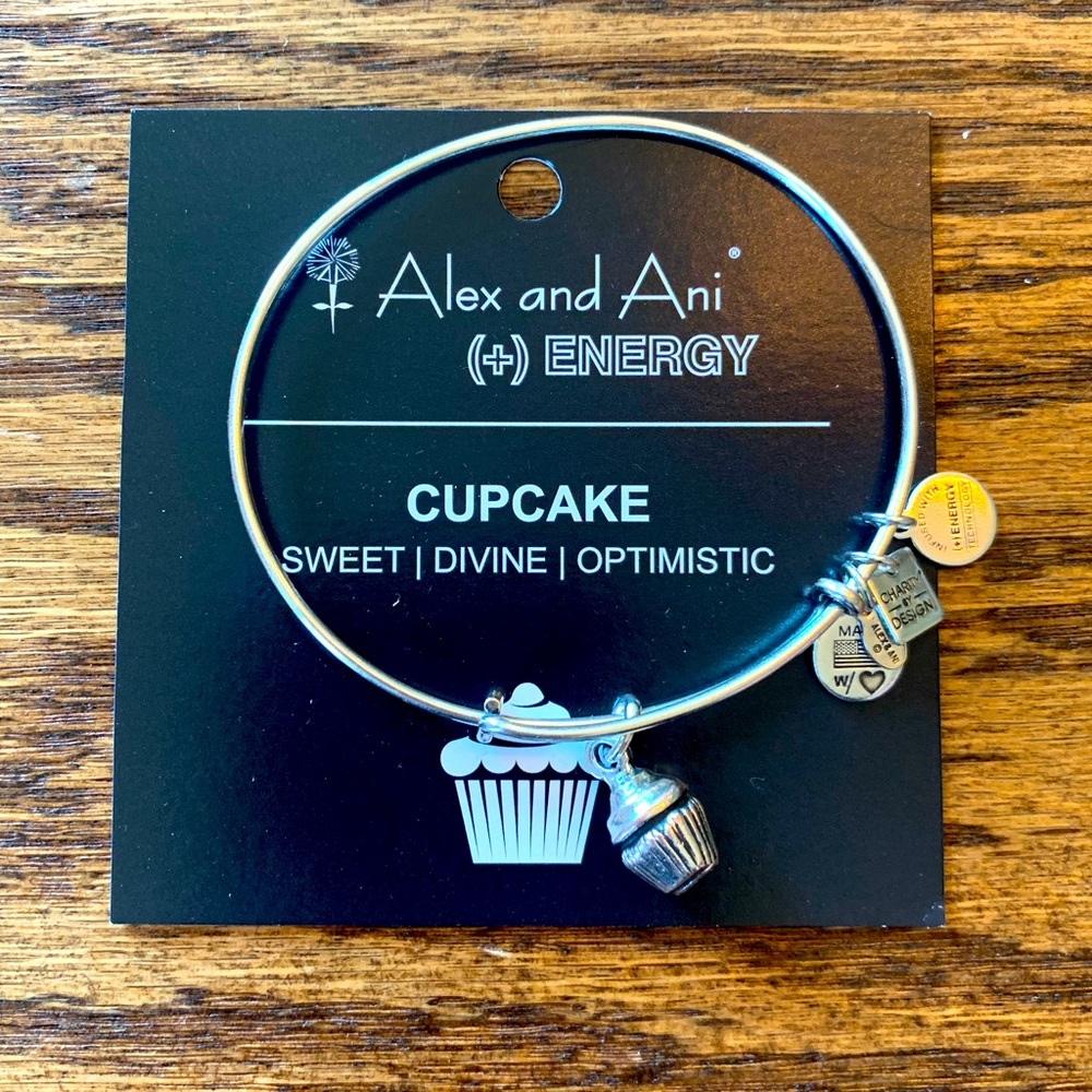 Alex and Ani silver cupcake charm bracelet